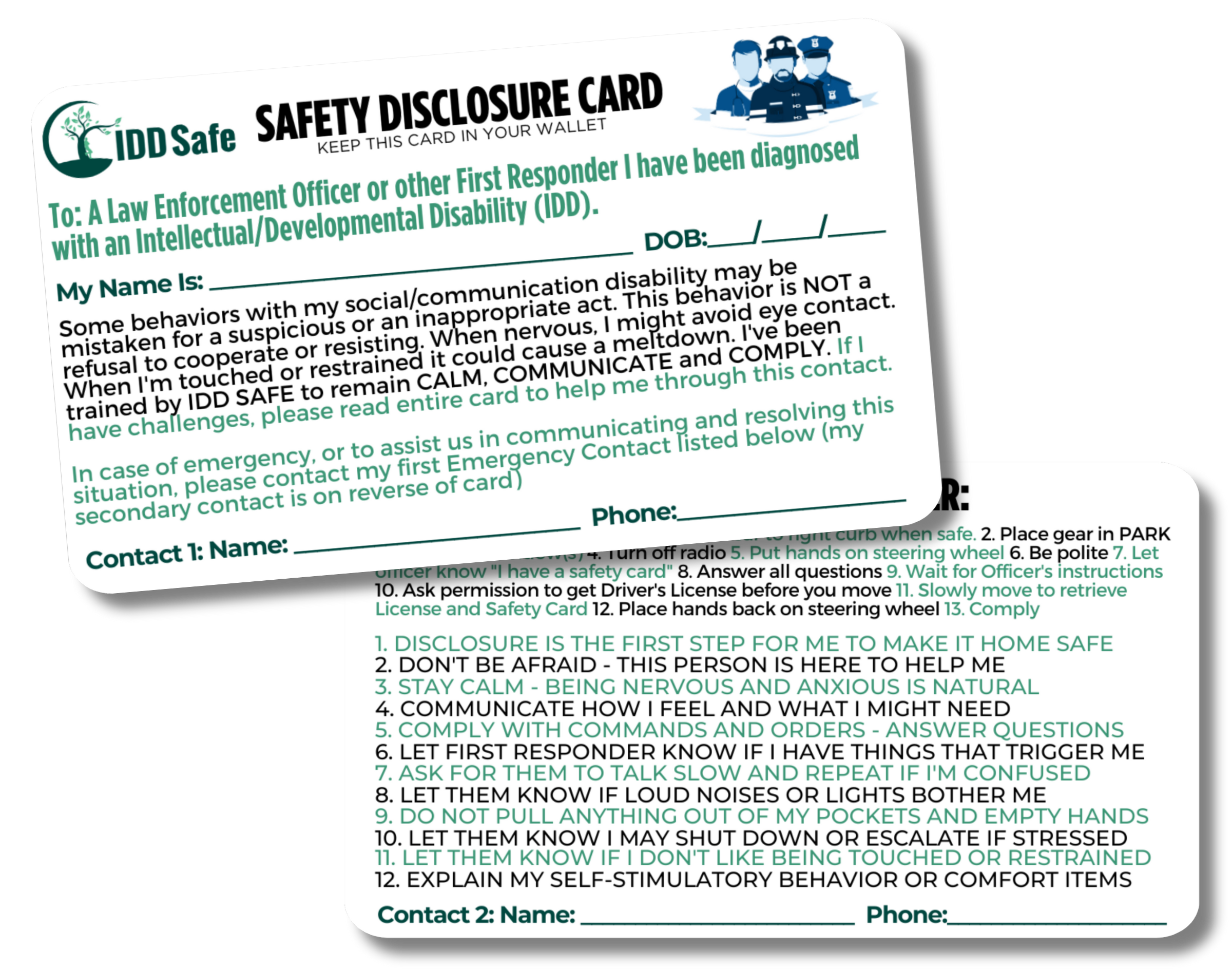 IDD Safe Safety Disclosure Card Image